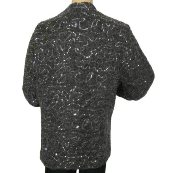 Nick Verreos Grey Sequined Button Up Cardigan - Picture 6 of 7